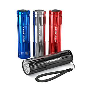 Pack of 4, BYB Super Bright 9 LED Mini Aluminum Flashlight with Lanyard, Assorted Colors, Batteries Not Included, Best Tools for Camping, Hiking, Hunting, Backpacking, Fishing, BBQ and EDC 